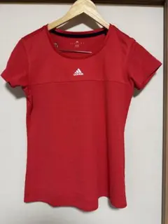 adidasレディーステニス ゲームシャツ半袖 赤OTサイズ