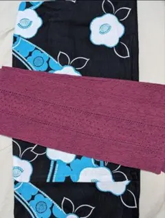 紺色 浴衣、帯セット【美品】