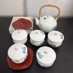 深川製磁 蓋付湯呑 2客セット 鶴絵柄と皿3枚 - メルカリ