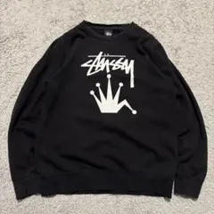 80s OLDステューシー スウェット ブラック 黒タグ後期 クラウン