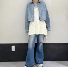 フレアデニムパンツ ダメージ加工のサムネイル