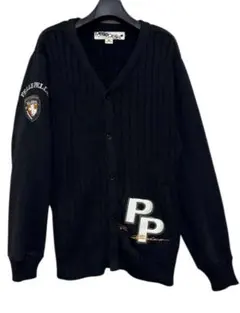 レア　90〜00s pelle pelle ペレペレ　ロゴカーディガン　ブラック