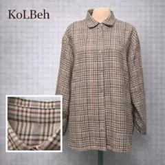 KoLBeh チェック柄 長袖シャツ ベージュ系 クラシック レトロ