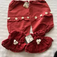 赤いフラワー装飾アームカバー&アームバンド