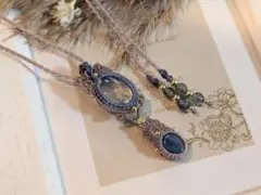 マクラメネックレス 水晶/カイヤナイト