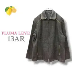 11『PLUMA LEVE』ブラウン ジャケット チェック【XL】ジップアップのサムネイル