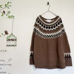 新品/チャオパニックティピー ノルディック柄 ニットセーター モカ