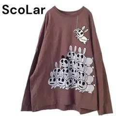 ScoLar Parity ほぼウサギ柄 ロングスリーブ Tシャツ ゆったりM