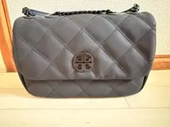 美品Tory Burch グレー キルティング ハンドバッグ