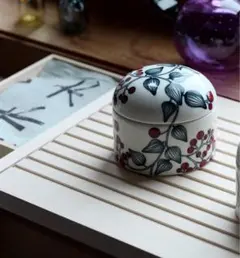 アラビア ルノ ジャー蓋付　フロストベリー　＆コースター　Arabia アラビア ルノ フロストロベリー 蓋つきジャー ARABIA アラビア Runo