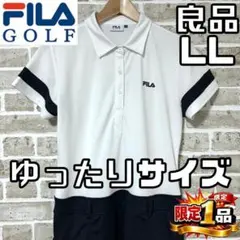 【ゆったりサイズ✨】フィラゴルフ レディース 半袖 ワンピース LL 白x黒のサムネイル
