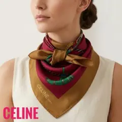 CELINE セリーヌ シルクスカーフ タッセル柄 ピンク - メルカリ