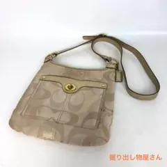 COACH 코치 시그니처 キャンバス ゴールドレザー フラップショルダー