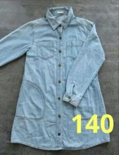 GU デニム シャツ ワンピース 長袖 トップス 女の子 140
