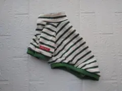 犬服ハンドメイド　ハイネックラグランシャツ　ボーダー杢グリーン　Ｍ