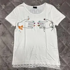 手のイラスト 半袖Tシャツ ホワイト