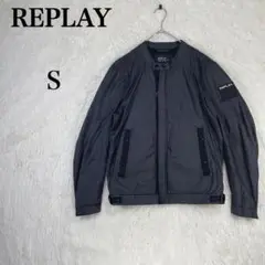 【リプレイ】ジャケット 牛革 スタンドカラー ブルゾン S 黒 コットン100％