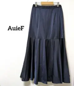 12-8【アウィーエフ】◎美品◎切替サテンボリュームフレアスカート　ネイビー