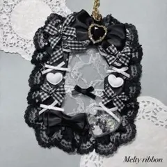 ♡現品限り♡ デコ硬質ケース ブラック 黒 ハートシャカシャカ B8 レース