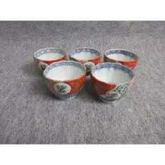 陶芸家梅田純一作 鉄釉 赤絵金彩小鉢 蕎麦猪口 共箱 収蔵品 蒐集家放出