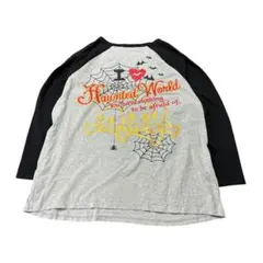 ラグランTシャツ　バックプリント　蜘蛛の巣　スカル　ハート　古着　8$aのサムネイル