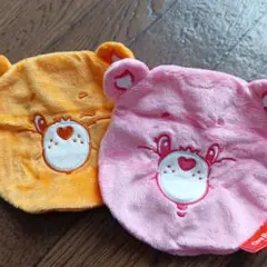 ケアベア ふわふわフェイスポーチ2 オレンジピンク２個セット