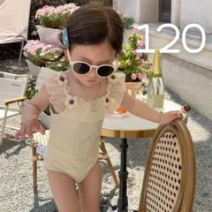 女の子 水着 キッズ ベビー ワンピース ワンピ 花フリル 120