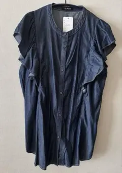 デニムフリル半袖シャツ