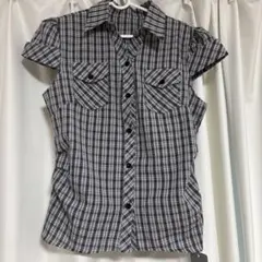 ACLENT WEB完売品ラインストーンスリーブレスチェックシャツ - メルカリ