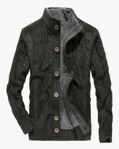 【新品未使用】ダークグリーン ケーブルニットカーディガン