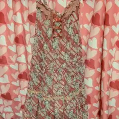 花柄ストライプノースリーブワンピース