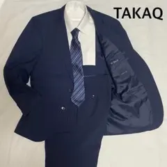 TAKAQ タカキュー　ネイビー　ストライプ　AB6 1タック スーツ上下