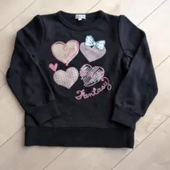 【130cm】ハートプリント 黒トレーナー◇エニィファム