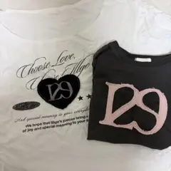 ILLIGO ハートロゴ 半袖Tシャツ ロゴパッチTシャツチャコール 2点セット