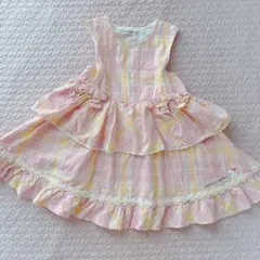 coeur a coeur クーラクール　ピンクギンガムワンピース 100