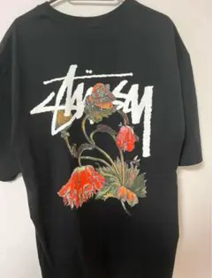 Stussy 花柄プリント Tシャツ XL ブラック
