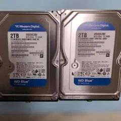 【新古品使用時間10時間以内】HDD 2TB 3.5インチ✕２個