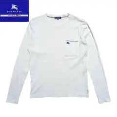 BURBERRY BLUE LABEL ホワイト 刺繍ロゴ 長袖Tシャツ