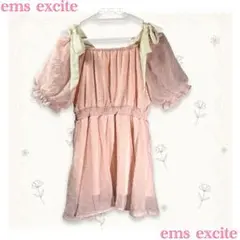 ems excite 半袖 チュニック ピンク リボン