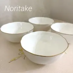 【新品未使用】Noritake 白地金縁八角形ボウル4個セット