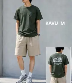 KAVU カブー バックプリント ポケットTシャツ オリーブ M 綿100%のサムネイル