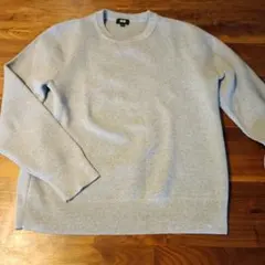 ☆美品☆UNIQLO ウォッシャブルミラノリブクルーネックセーター グレー M