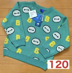 新品　ディズニー　ベイマックス　総柄　セーター　ニット　グリーン　120