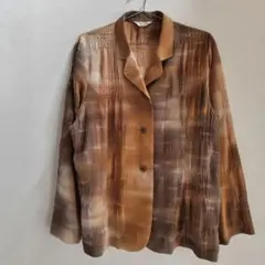 日本製 総柄シャツ M 茶 レトロ ヴィンテージ ブラウス ROSE PINE