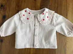 いちご刺繍レース襟コーデュロイカーディガン