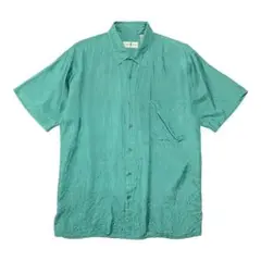 古着 ヴィンテージ シルク 半袖シャツ シルクシャツ メンズM グリーン
