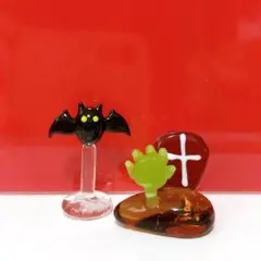 ガラス細工 ハロウィン コウモリ☆お墓から手