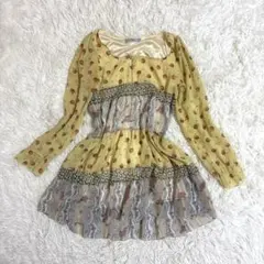 00s Y2K 森ガール　小花柄　Aライン　チュニック　ミニワンピ　フェアリー