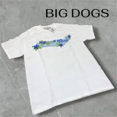 BIG DOGS 花柄　Tシャツ　プリント　犬　ラメ　シンプル　白　00sのサムネイル