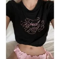 Treat Urself rhinestone T-shirts blackのサムネイル